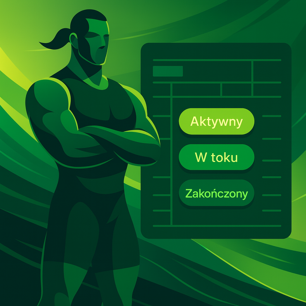 Zdjęcie siłacza obok tabelki w excelu